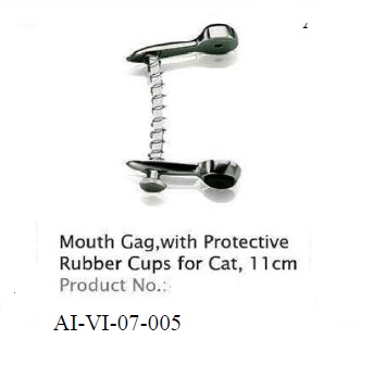 MOUTH GAG, WITH PROTECTIVE RUBBER CUPS FOR CAT, 11 cm